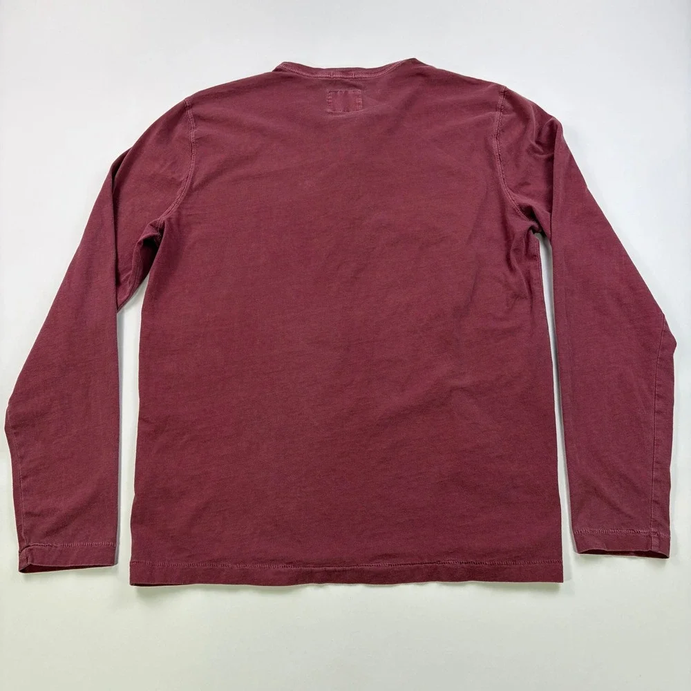 Abercrombie & Fitch Garment Dyed Henley Mens Medium Burgundy Long Sleeve Cotton